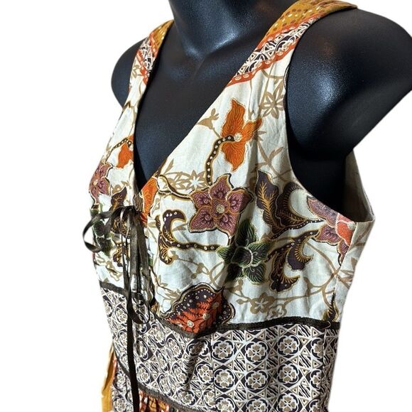 Vintage clues collection tiered patchwork floral bohemian shimmer dress 6 - Picture 2 of 8